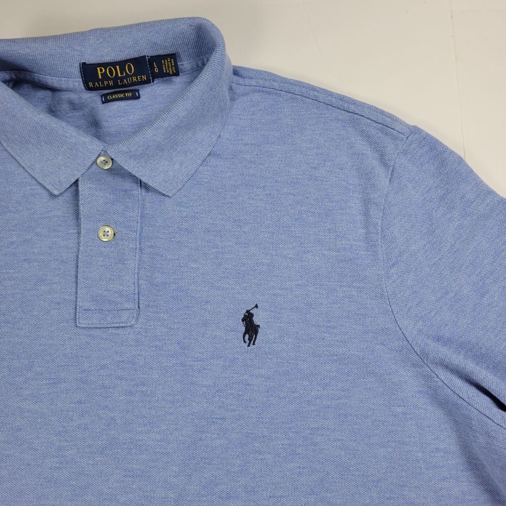 Polo Ralph Lauren Polo Shirt Men's Large Blue Short Sleeve Cotton Classic Casual